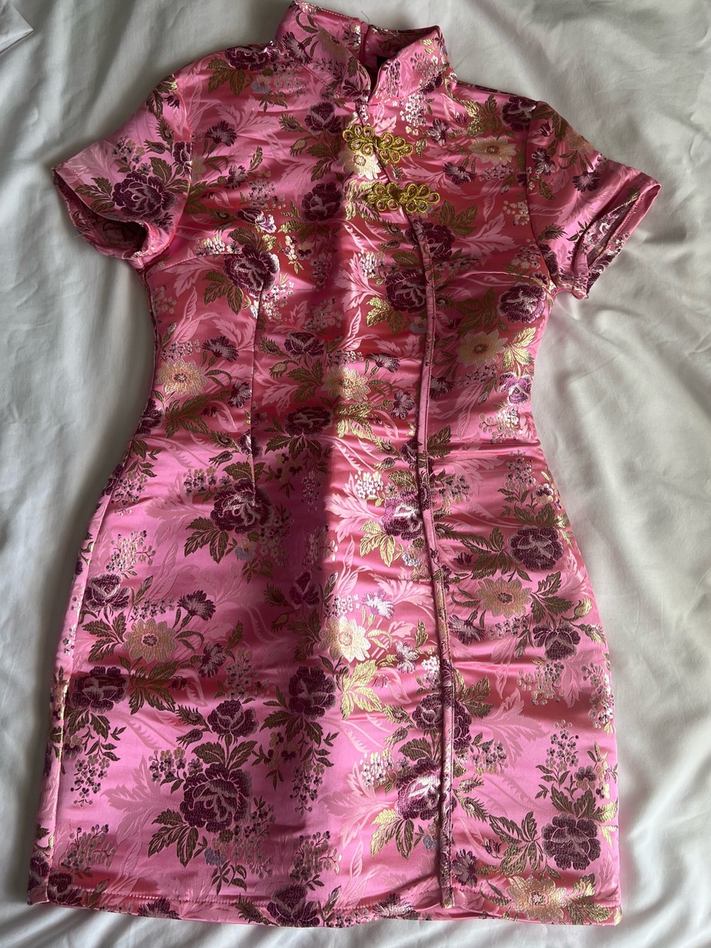 Pink Floral Oriental Style Dress